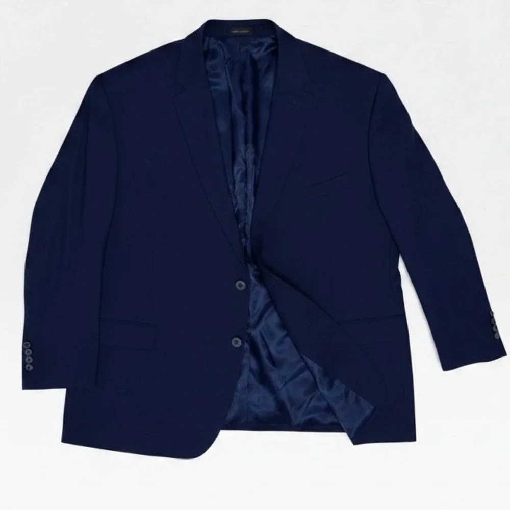 Lauren Ralph Lauren Suit Set Mens 50R Pleated Pants 46x29 Wool 2-Piece Navy Blue